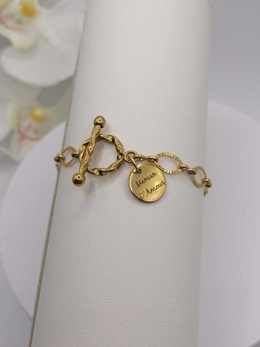Bracelet Léna Couleur Doré "Gravure & Charms"