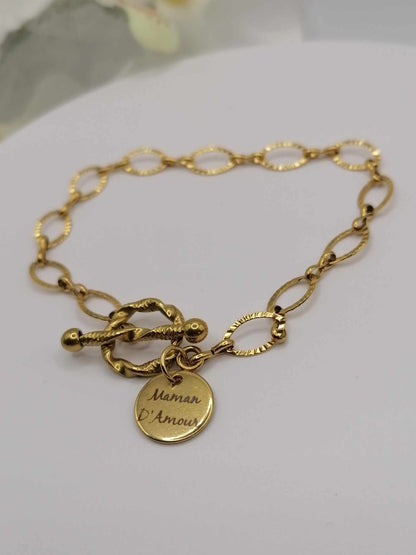 Bracelet Léna Couleur Doré "Gravure & Charms"